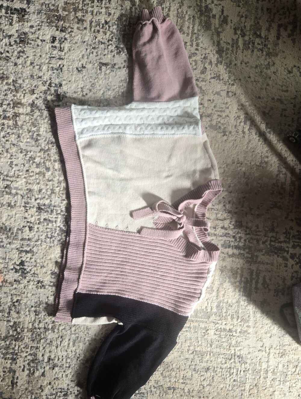 Colorblock Knit Sweater Bottoms - Pink, Cream & Black